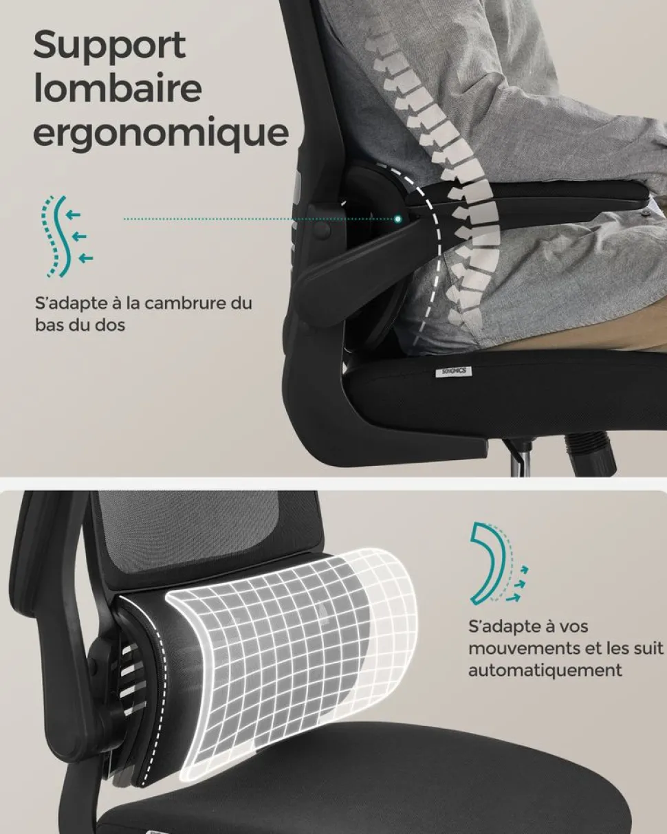 New SONGMICS Fauteuil ergonomique Noir