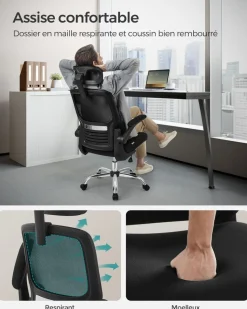 New SONGMICS Fauteuil ergonomique Noir