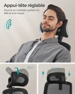 New SONGMICS Fauteuil ergonomique Noir