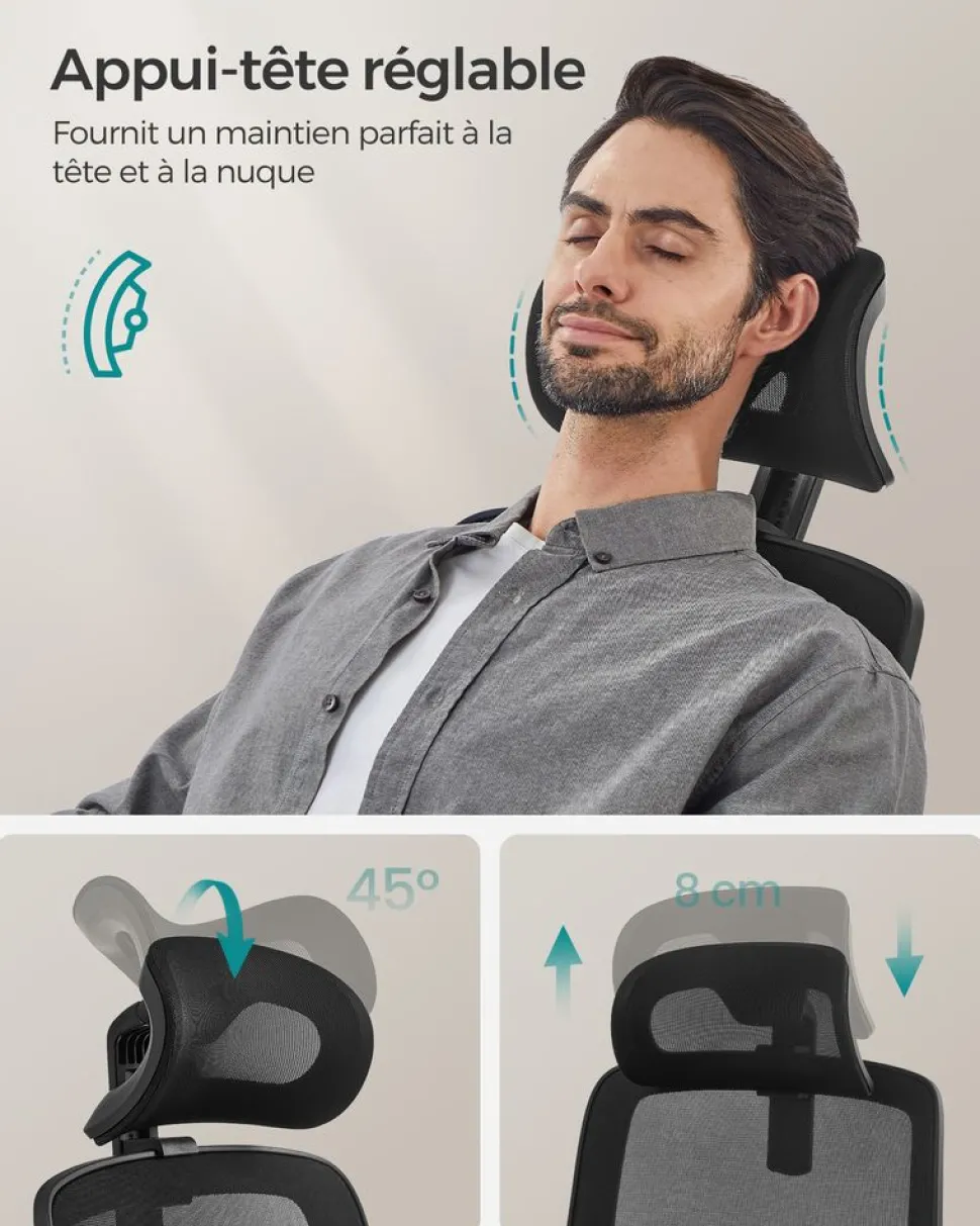 New SONGMICS Fauteuil ergonomique Noir