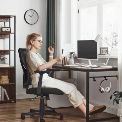 Outlet SONGMICS Fauteuil ergonomique réglable en toile gris tourterelle