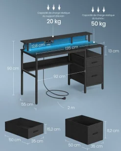 Store SONGMICS Fauteuil repose-pieds noir blanc