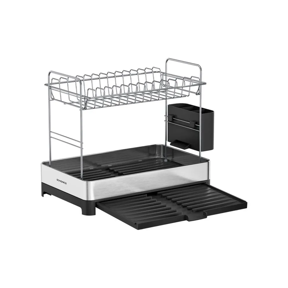 Clearance SONGMICS Égouttoir à vaisselle en acier inoxydable argenté et noir