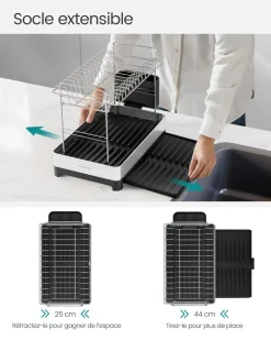 Clearance SONGMICS Égouttoir à vaisselle en acier inoxydable argenté et noir