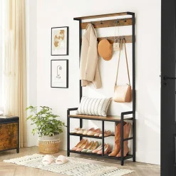 Shop SONGMICS Grand portemanteau 7 crochets Brun Vintage Noir