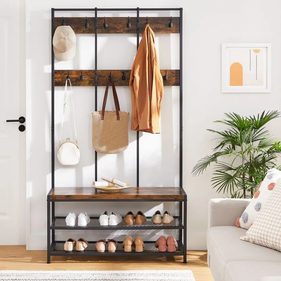 Best SONGMICS Grand portemanteau industriel Marron Rustique