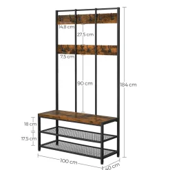Best SONGMICS Grand portemanteau industriel Marron Rustique