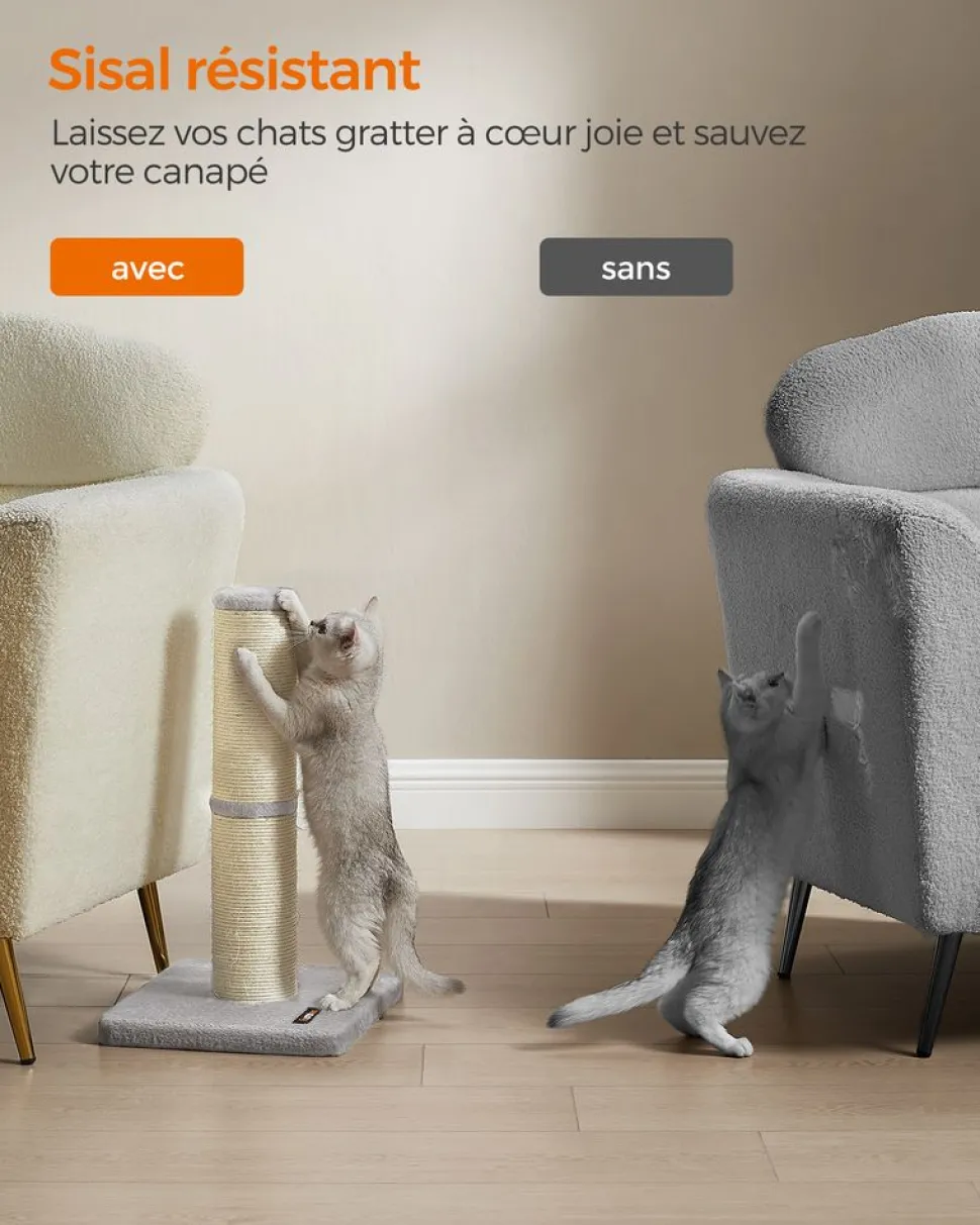 Best SONGMICS Griffoir pour chat 53 cm de haut gris tourterelle