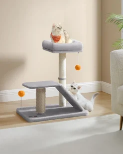 Best SONGMICS Griffoir pour chat avec lit rampe de grattage pivotante gris clair