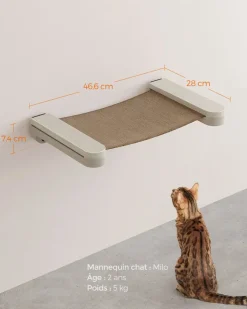 Outlet SONGMICS Hamac pour chat mural Marron Avoine + Marron Café