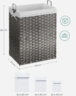 Cheap SONGMICS 90L Panier à linge 2 compartiments gris foncé