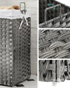 Cheap SONGMICS 90L Panier à linge 2 compartiments gris foncé