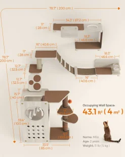 Online SONGMICS Land Enemble de 7 meubles pour chat muraux Marron Avoine + Marron Café