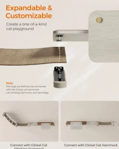 Best Sale SONGMICS Large étagère murale pour chat avec tapis en tissu Marron Avoine + Marron Café