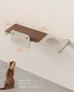 Best Sale SONGMICS Large étagère murale pour chat avec tapis en tissu Marron Avoine + Marron Café