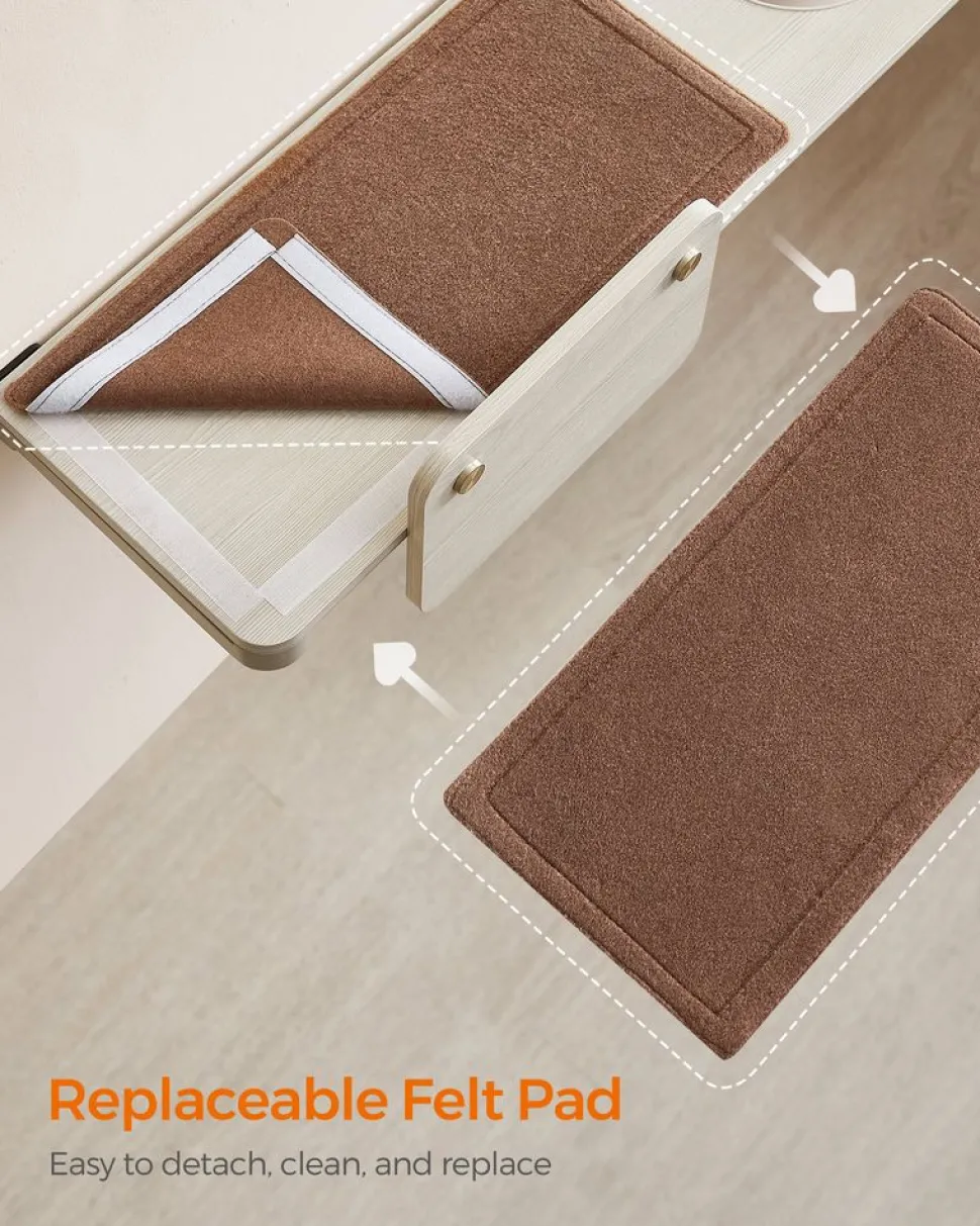 Best Sale SONGMICS Large étagère murale pour chat avec tapis en tissu Marron Avoine + Marron Café