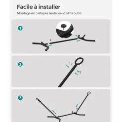 Sale SONGMICS Lit de camp matelas noir