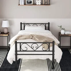 Clearance SONGMICS Lit une place métal Noir