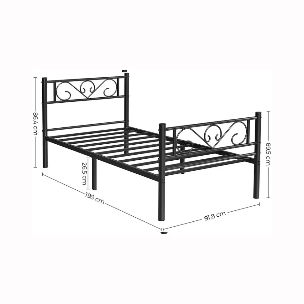 Clearance SONGMICS Lit une place métal Noir