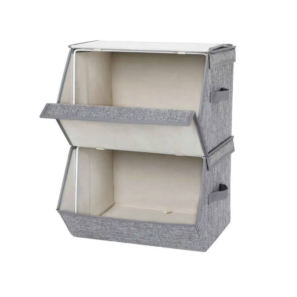 Clearance SONGMICS Lot de 3 boîtes de rangement pliables en tissu encre noire Beige Sable