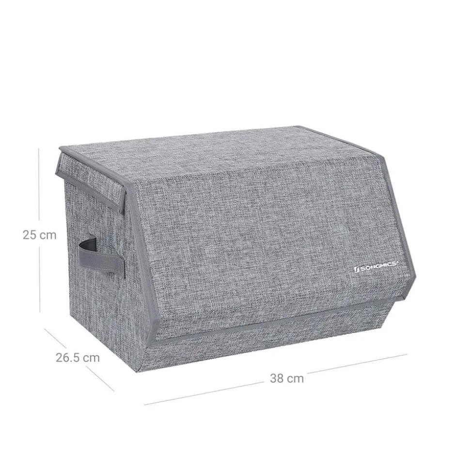 Clearance SONGMICS Lot de 3 boîtes de rangement pliables en tissu encre noire Beige Sable