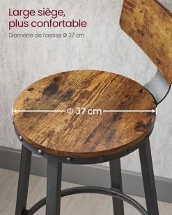 Online SONGMICS Lot de 2 chaises de bar industriel