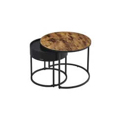 Fashion SONGMICS Lot de 3 tables d’appoint noir boisé
