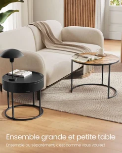 Fashion SONGMICS Lot de 3 tables d’appoint noir boisé