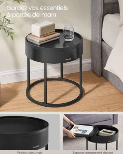 Fashion SONGMICS Lot de 3 tables d’appoint noir boisé