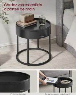 Fashion SONGMICS Lot de 3 tables d’appoint noir boisé