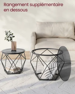 Cheap SONGMICS Lot de 2 tables de chevet lumière 3 couleurs 35 x 40 x 18 cm noir boisé