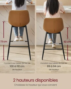 Best Sale SONGMICS Lot de 2 tabourets de bar pivotant à 360° blanc crème