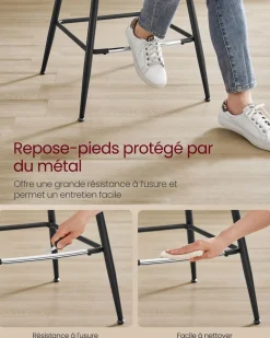 Best Sale SONGMICS Lot de 2 tabourets de bar pivotant à 360° blanc crème