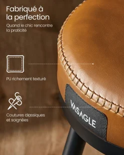 Online SONGMICS Lot de 2 tabourets de bar chromé revêtement en tissu gris