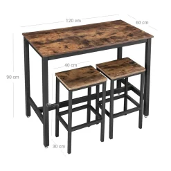 Outlet SONGMICS Lot Table et chaises de bar Brun Vintage Noir