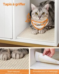 Outlet SONGMICS Maison de toilettes pour chat blanc Blanc + Doré