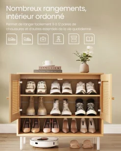 Sale SONGMICS Meuble à chaussures à 3 niveaux 35 x 80 x 70 cm gris ardoise