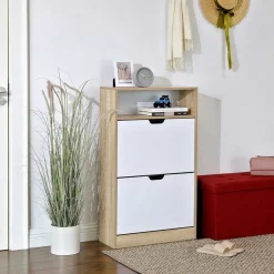 Clearance SONGMICS Meuble à chaussures 2 abattants Blanc