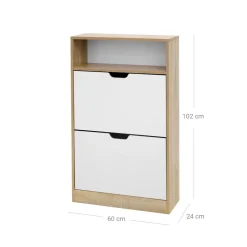 Clearance SONGMICS Meuble à chaussures 2 abattants Blanc