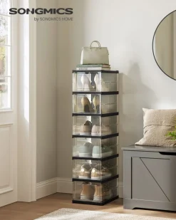 Clearance SONGMICS Meuble à chaussures pour entrée avec porte pliante 80 x 30 x 46 cm blanc