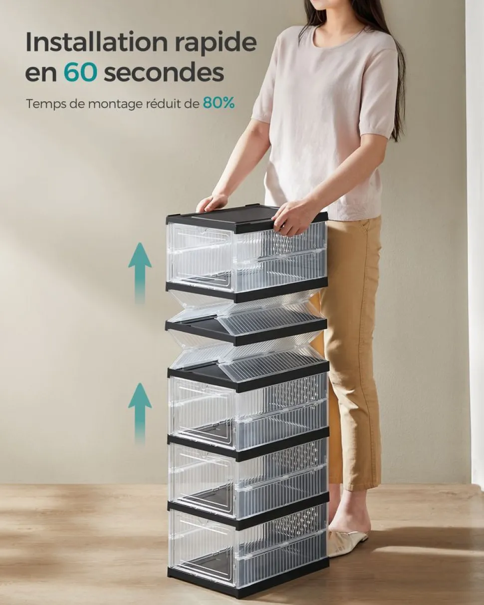 Clearance SONGMICS Meuble à chaussures pour entrée avec porte pliante 80 x 30 x 46 cm blanc