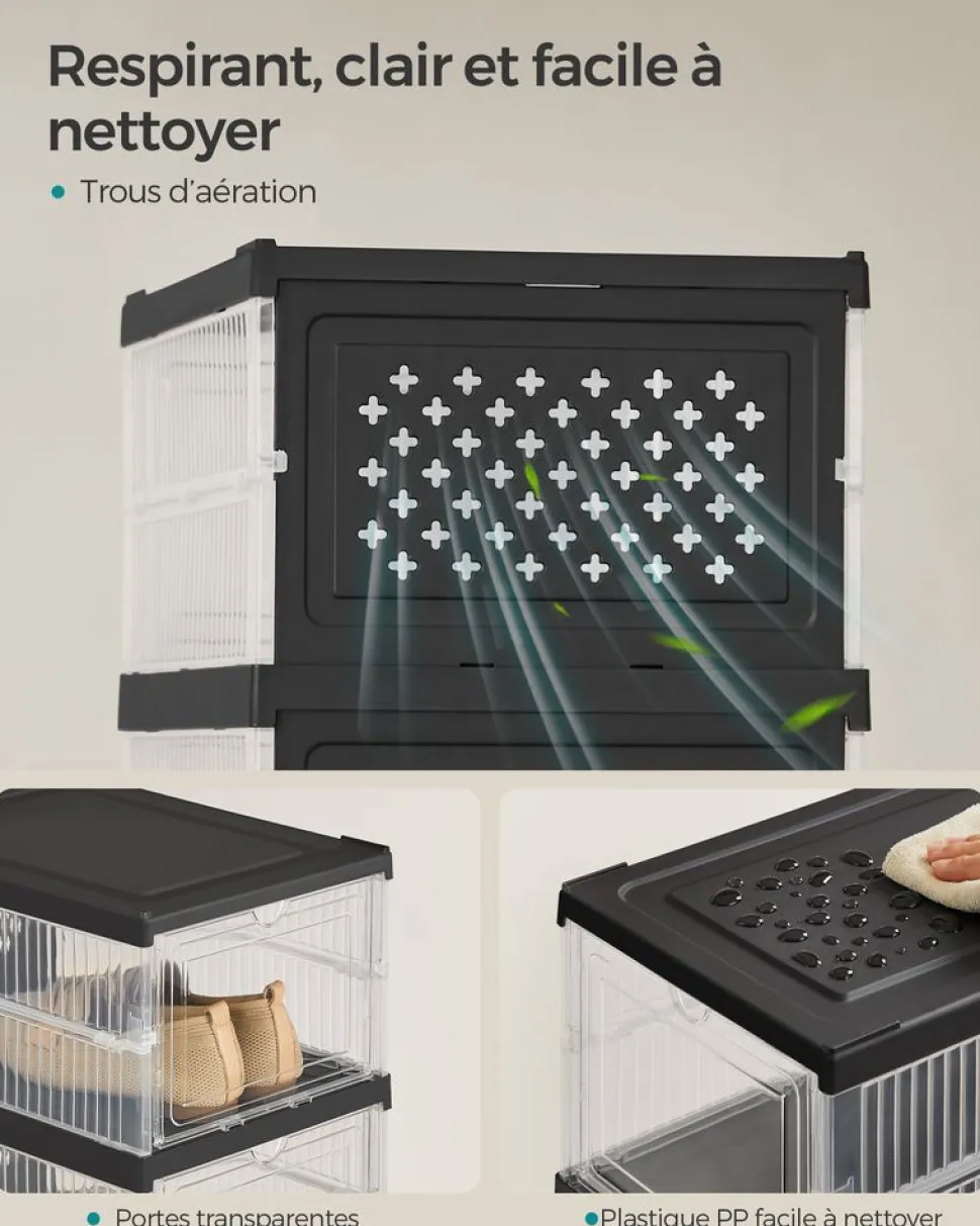 Clearance SONGMICS Meuble à chaussures pour entrée avec porte pliante 80 x 30 x 46 cm blanc