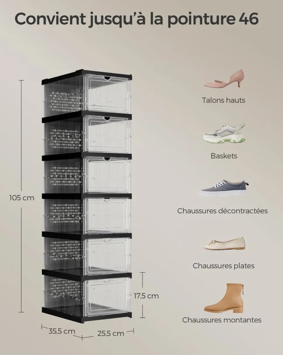 Clearance SONGMICS Meuble à chaussures pour entrée avec porte pliante 80 x 30 x 46 cm blanc