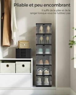 Clearance SONGMICS Meuble à chaussures pour entrée avec porte pliante 80 x 30 x 46 cm blanc