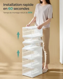 Clearance SONGMICS Meuble à chaussures pour entrée avec porte pliante 80 x 30 x 46 cm blanc