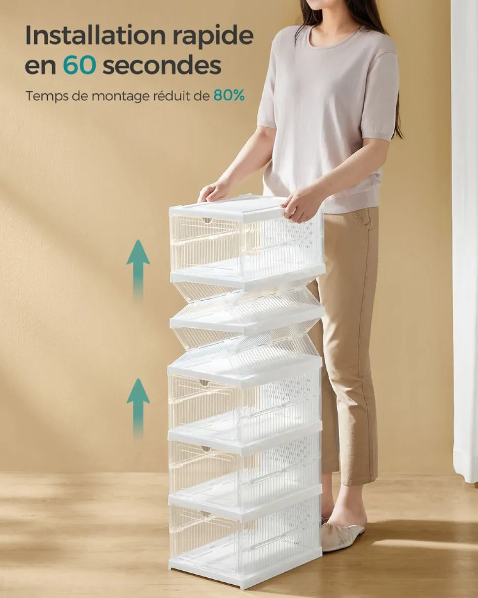 Clearance SONGMICS Meuble à chaussures pour entrée avec porte pliante 80 x 30 x 46 cm blanc