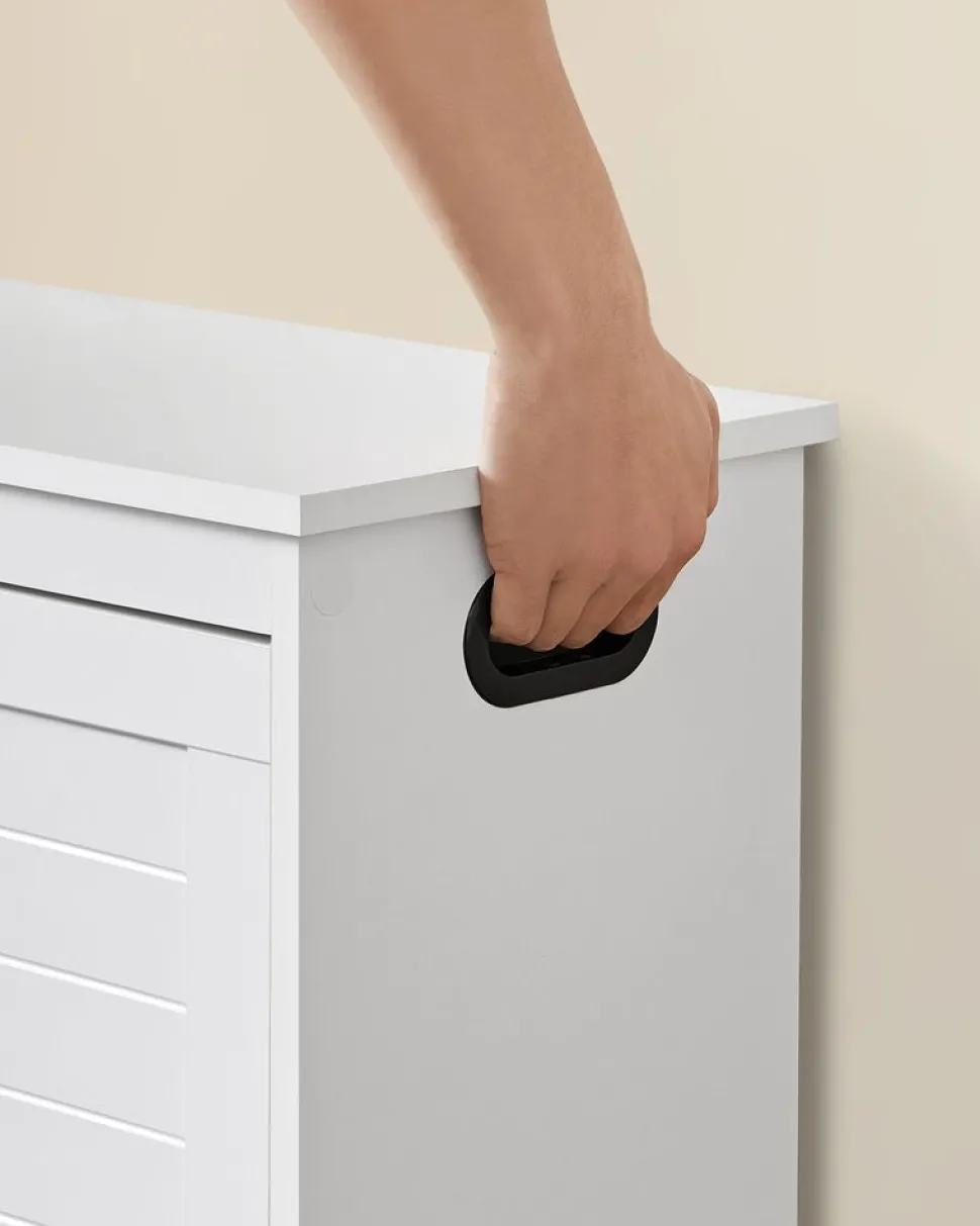 Clearance SONGMICS Meuble à chaussures rangement 3 niveaux avec portes aspect rotin étagère réglable en hauteur pieds en acier beige chêne