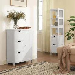 New SONGMICS Meuble avec 3 tiroirs Blanc