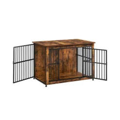 Store SONGMICS Meuble cage pour chien à double porte marron rustique