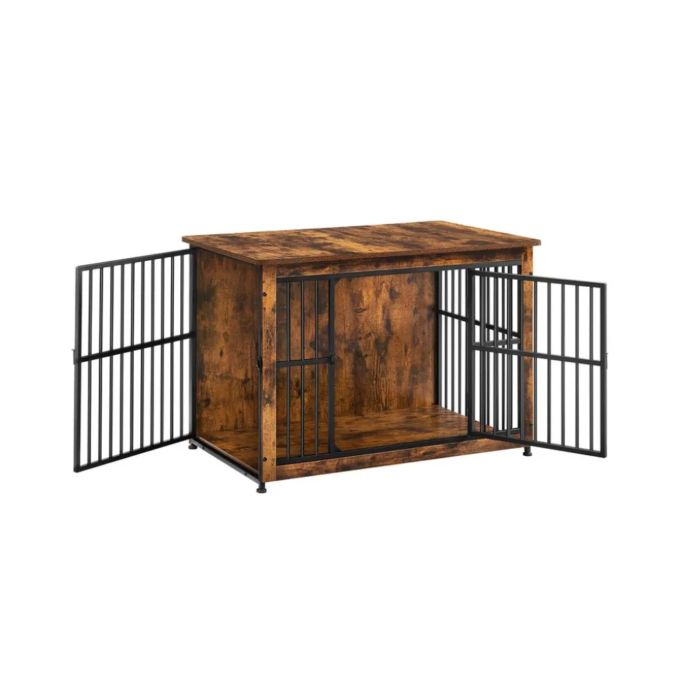 Store SONGMICS Meuble cage pour chien à double porte marron rustique